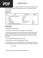 I V Characterstics of PN Junction Diode