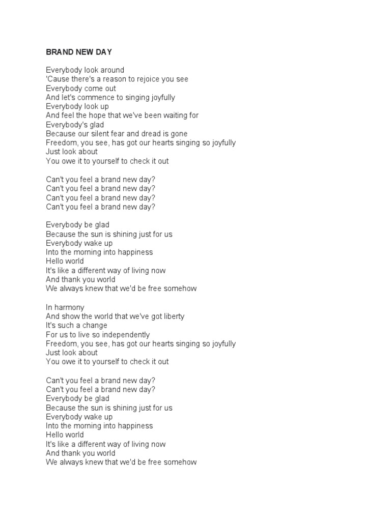 Can t You Feel A Brand New Day Brand New Day | PDF