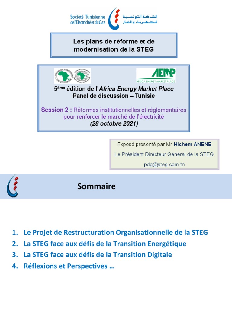 Réformes et Modernisation de la STEG | PDF | Grille intelligente ...