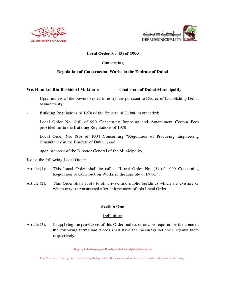 Local+Order+No++3+of+1999 Eng | PDF | Dubai | Specification (Technical ...