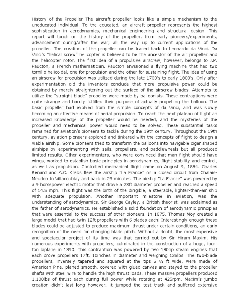 History of The Propeller PDF Aircraft Airship