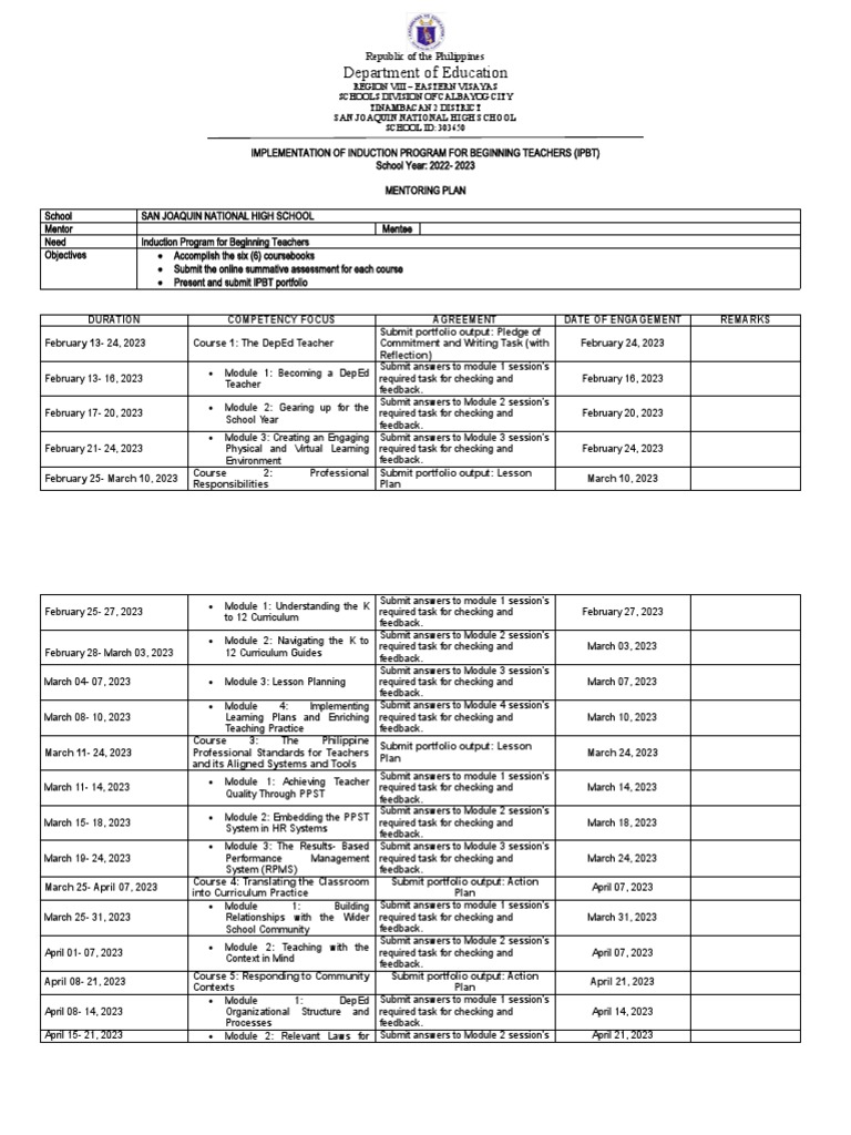 Action Plan MENTOR MENTEE | PDF
