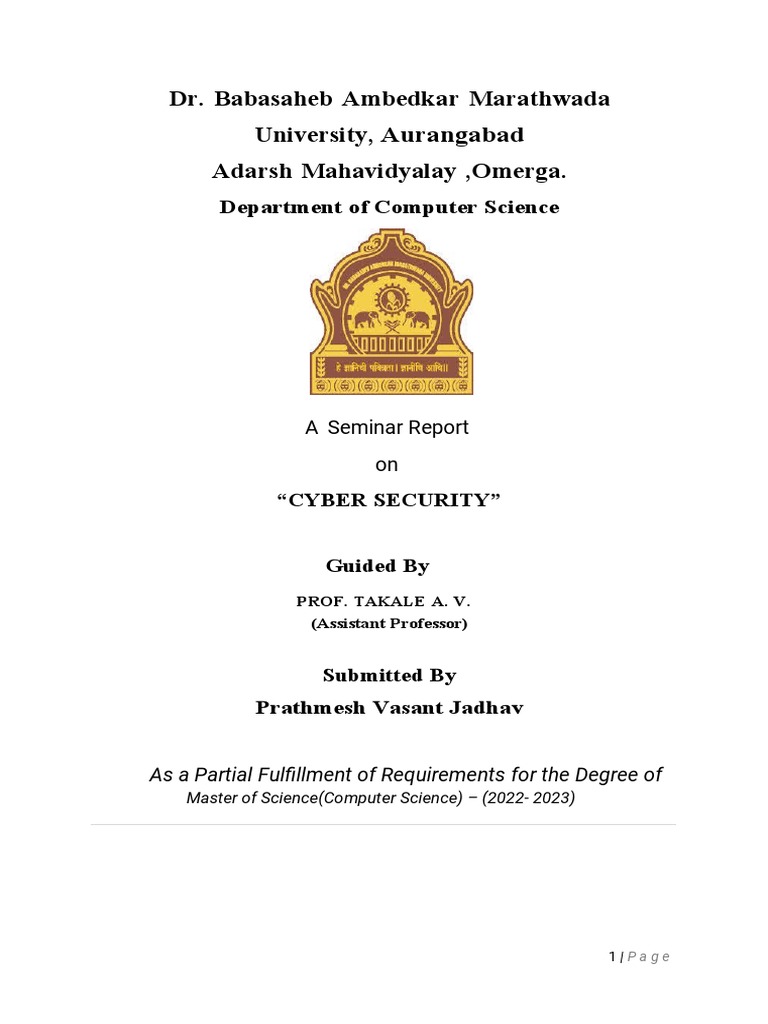 Seminar Report on Cyber Security | PDF | Computer Security | Security