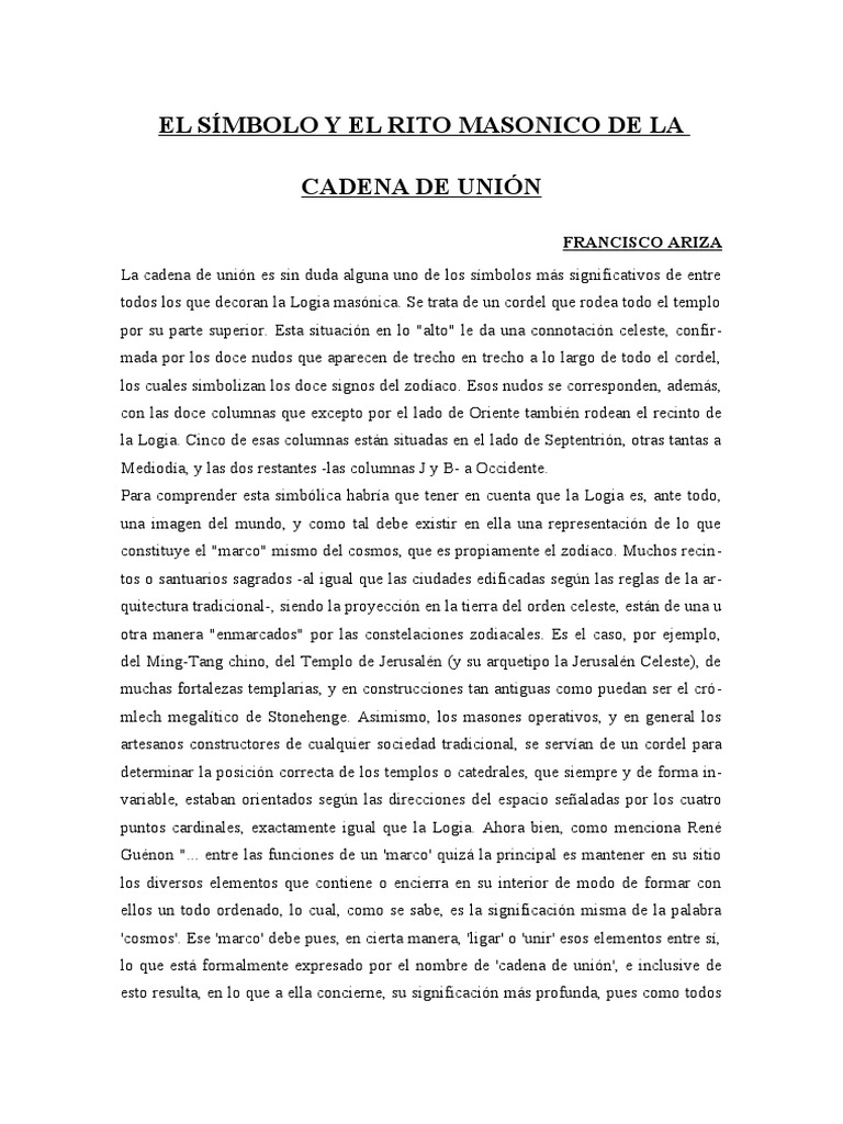 Copia de EL SIMBOLO Y EL RITO MASONICO DE LA CADENA DE UNION PDF