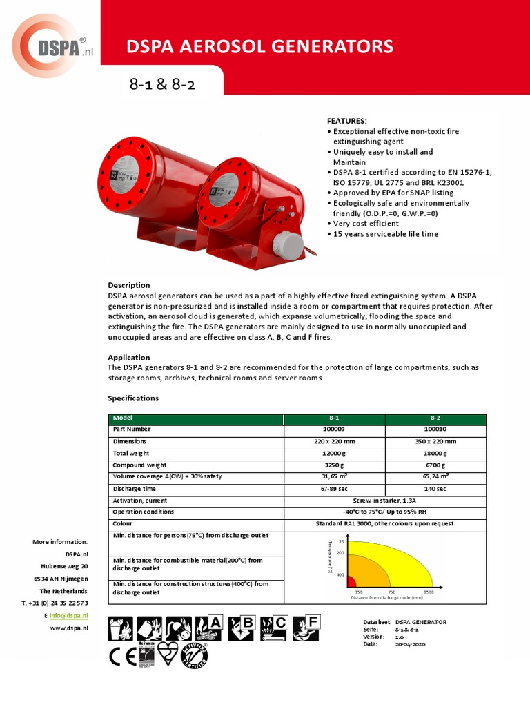 Dspa 8 2 Aerosol Generator For Smart Automatic Fire Suppression | PDF