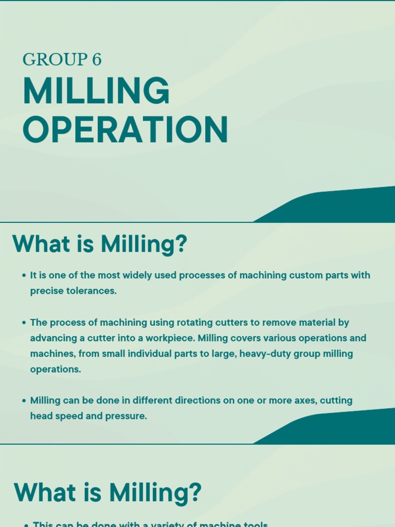 Milling Machine Operations Overview | PDF | Machines | Machining