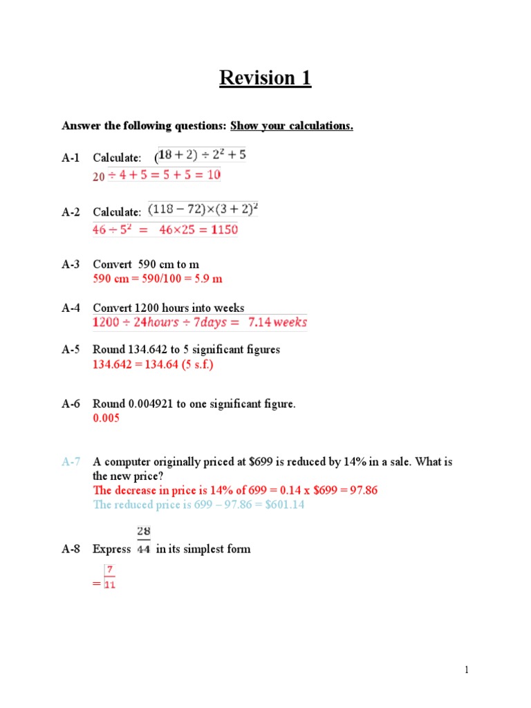 Math Calculations and Conversions Guide | PDF | Mathematics | Arithmetic
