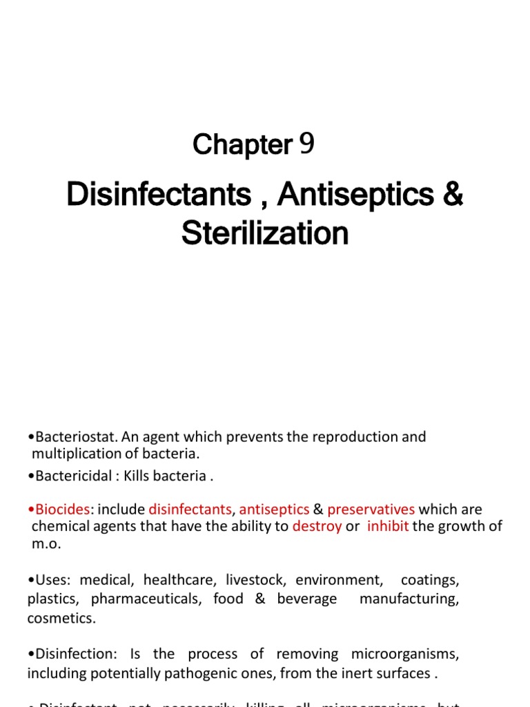 9 Disinfectant, Antiseptic & Sterilization PDF Disinfectant