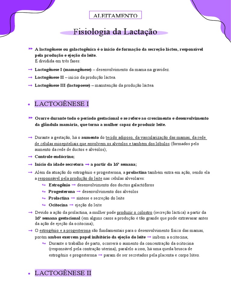 Fisiologia da Lactação e Lactogênese | PDF | Seio | Órgão (anatomia)