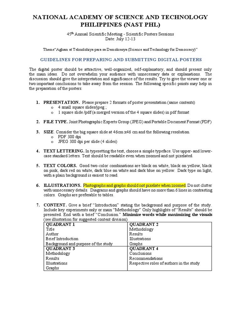 Guidelines for Scientific Poster Submission | PDF | Art