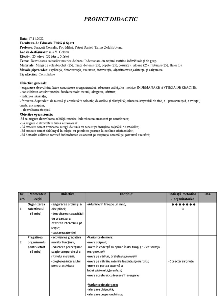 Plan de Lectie PMAMGV | PDF