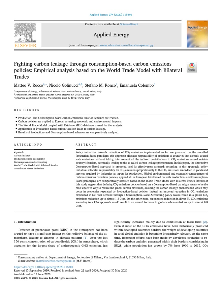 Fighting Carbon Leakage Through Consumption Based Carbon Emissions