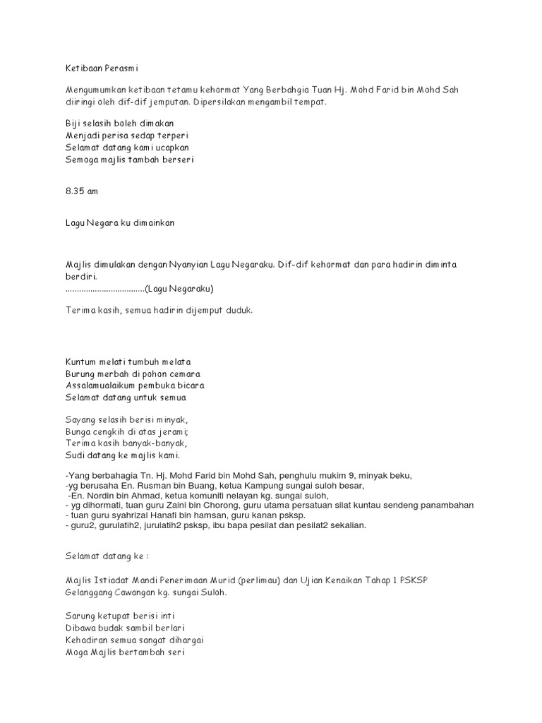 Teks MC Program | PDF | Memasak, Makanan, & Anggur