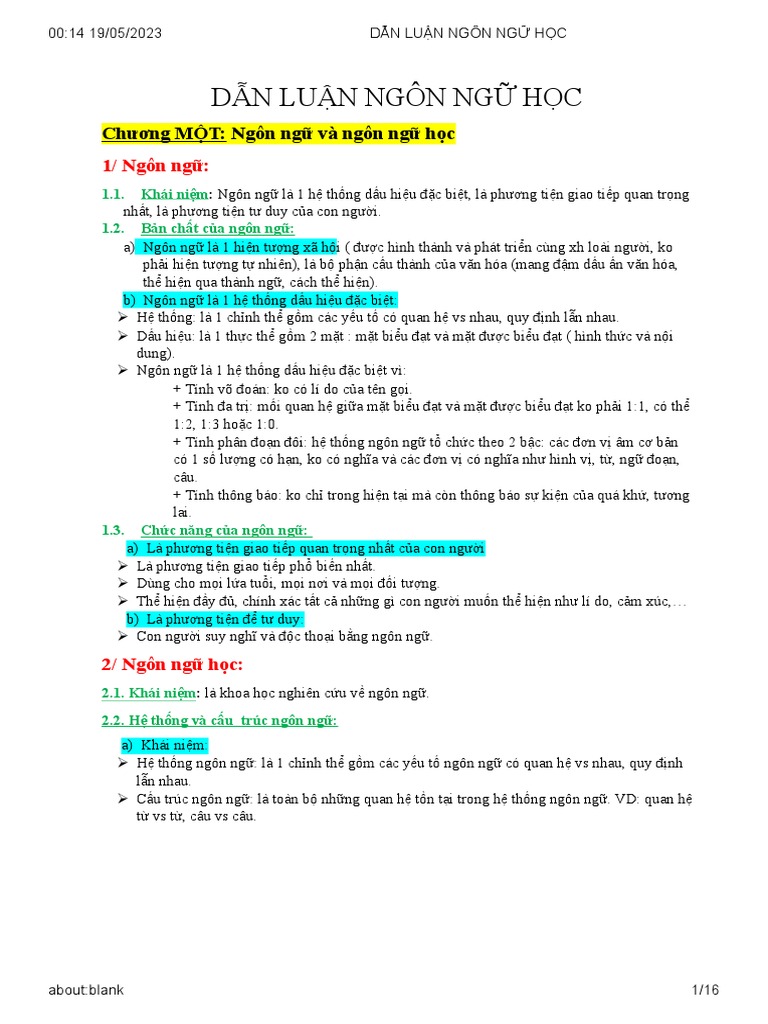 DẪN LUẬN NGÔN NGỮ HỌC | PDF