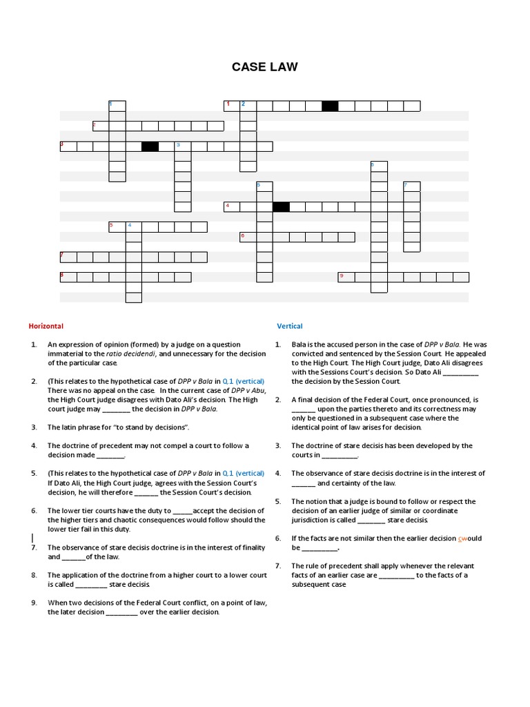 Tutorial 6 Crossword Puzzle PDF Precedent Legal Procedure
