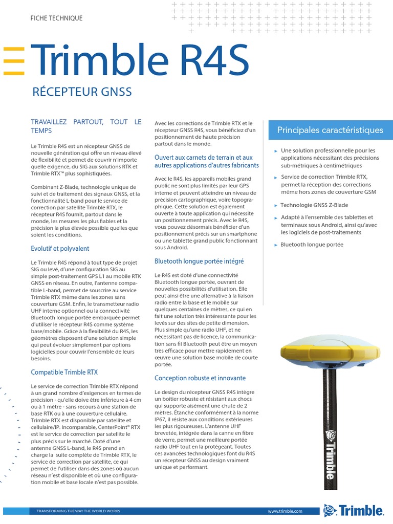 Trimble R4S - Fiche Technique | PDF | Système de positionnement global ...