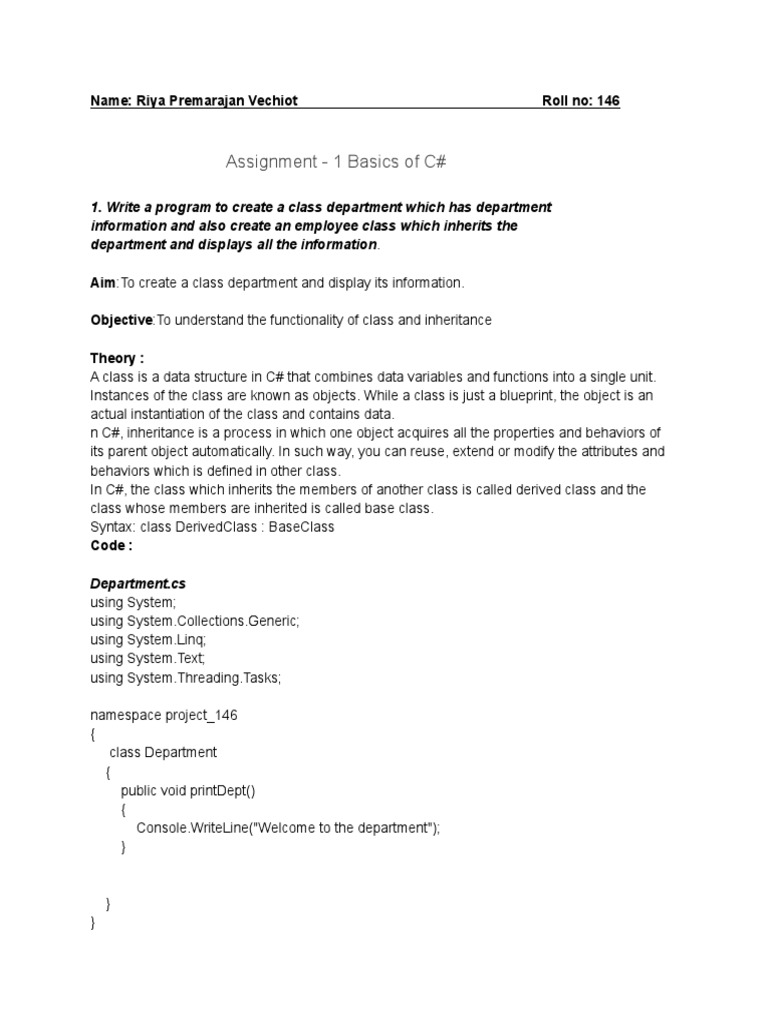 C# Class Inheritance and Interfaces Example | PDF | C Sharp ...