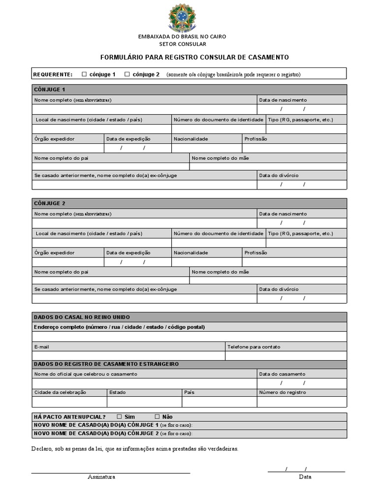FORMULARIO - Certidao de Casamento | PDF | Casamento | Governo e  personalidade, image size:768x1024