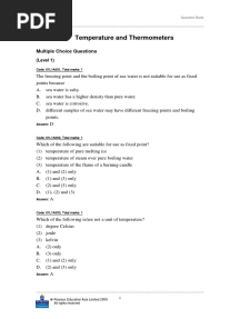 Temperature and Thermometers: Multiple Choice Questions
