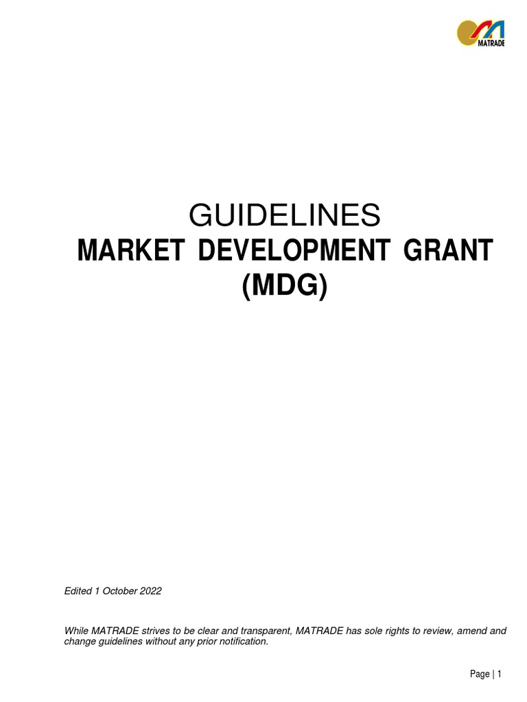 MDG Guidelines physical as at 1Oct 2022 PDF Small And Medium Sized
