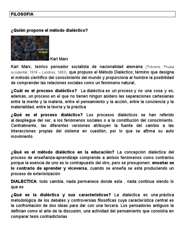 Metodo Dialectico - Filo | PDF | Dialéctico | Georg Wilhelm Friedrich Hegel