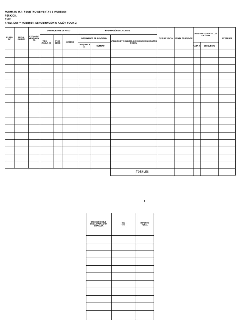Formatos de Registro Contable y Ventas | PDF | Contabilidad | Bancos