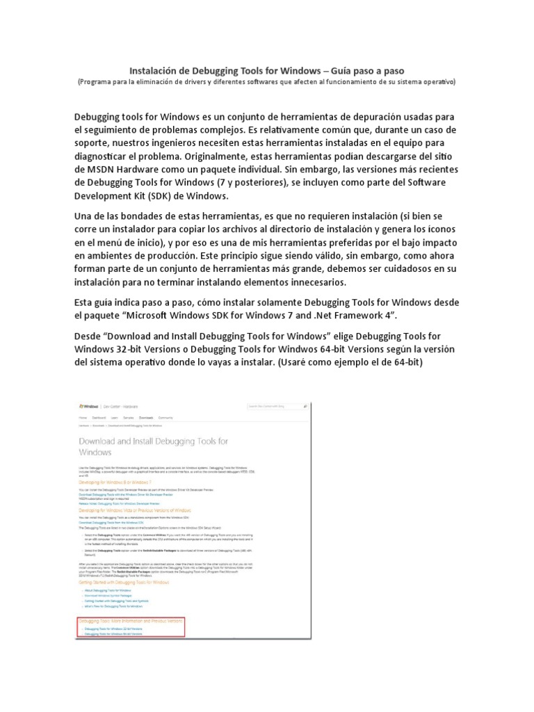 Guía de Instalación de Debugging Tools | PDF | Microsoft Windows ...
