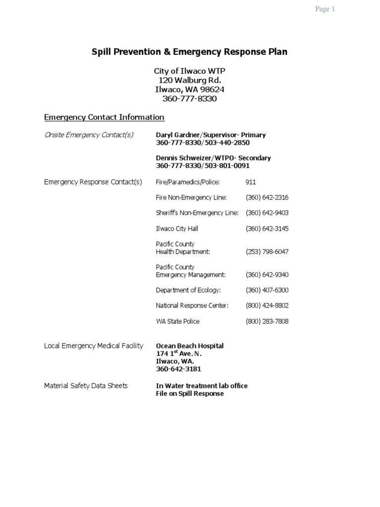 Spill Response Plan PDF Dangerous Goods Hazards