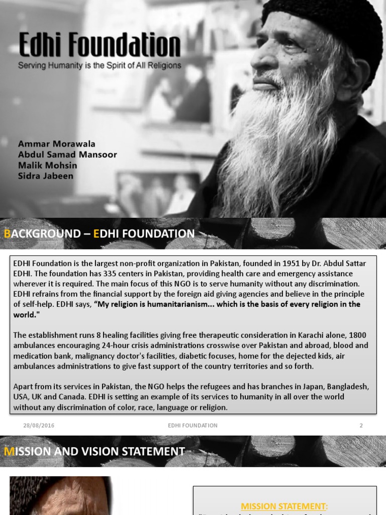EDHI Foundation: Pakistan's Largest NGO | PDF | Social Science | Self ...