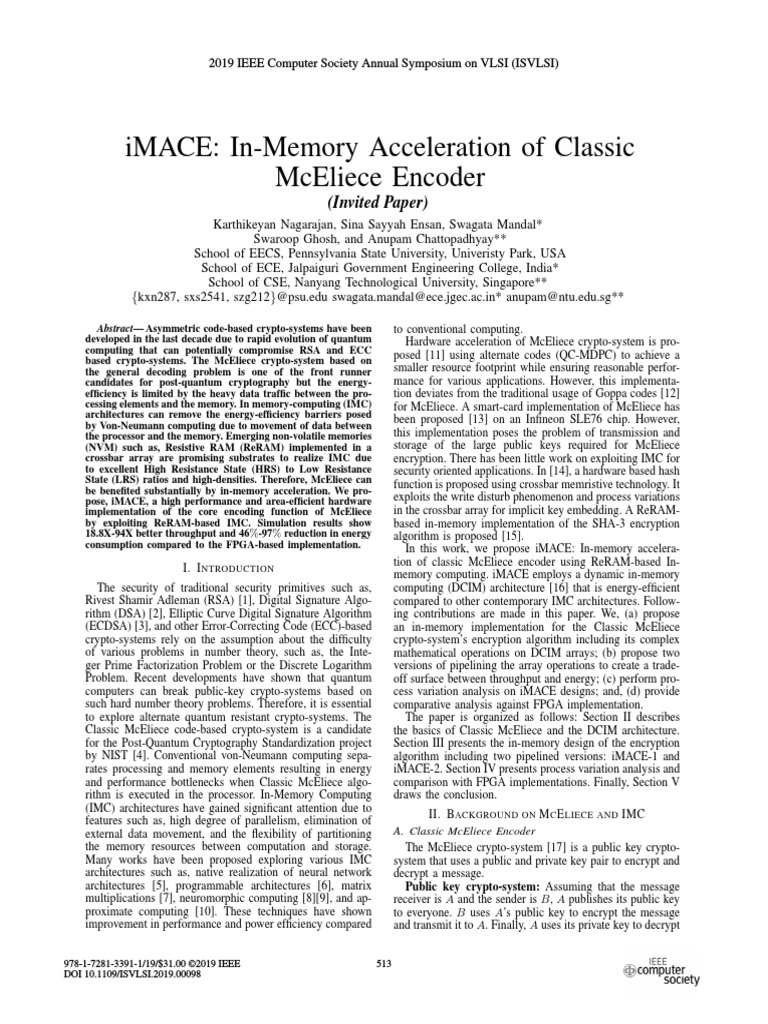 In-Memory Acceleration of McEliece | PDF | Cryptography | Matrix ...