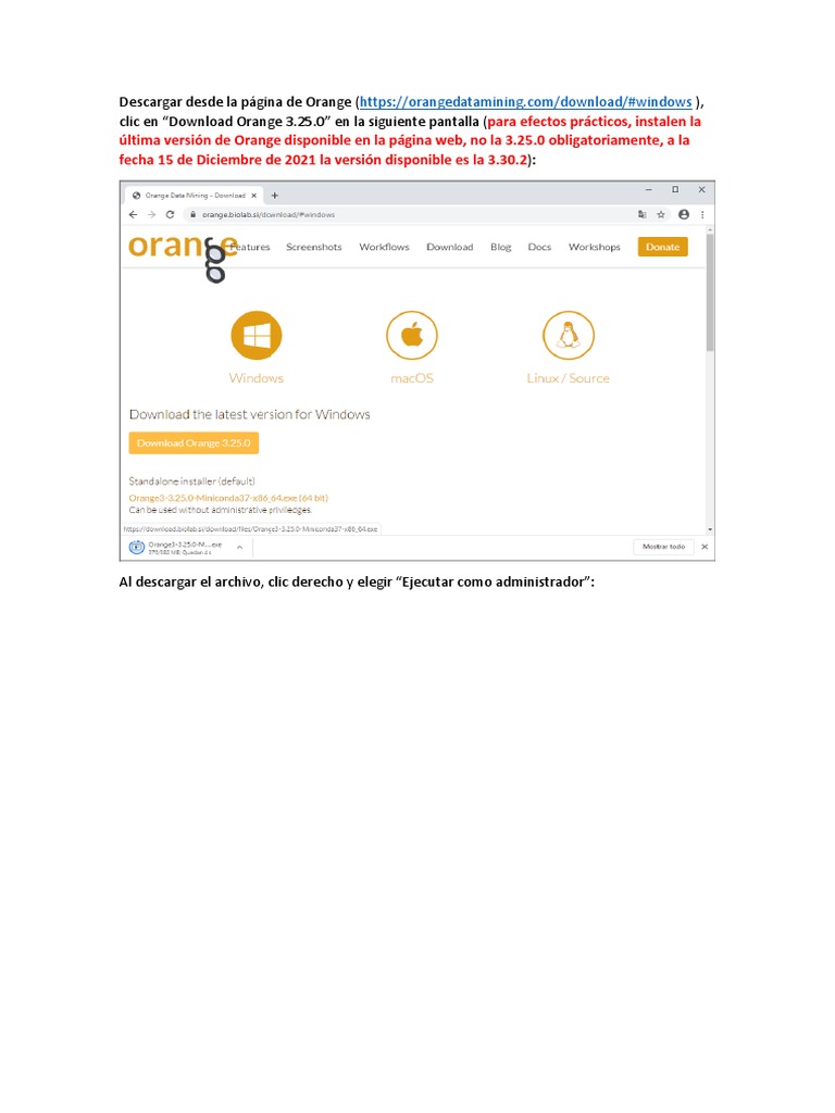 Guía de instalación de Orange 3.30.2 | PDF | Software | Informática