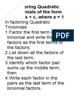 Factoring Quadratic Trinomials of The Form
