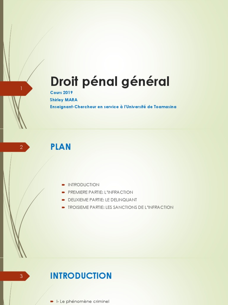 Introduction au Droit Pénal Général | PDF | Crimes | Crime et violence