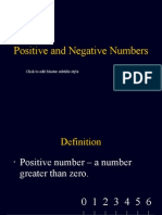 Positive and Negative Numbers: Click To Edit Master Subtitle Style