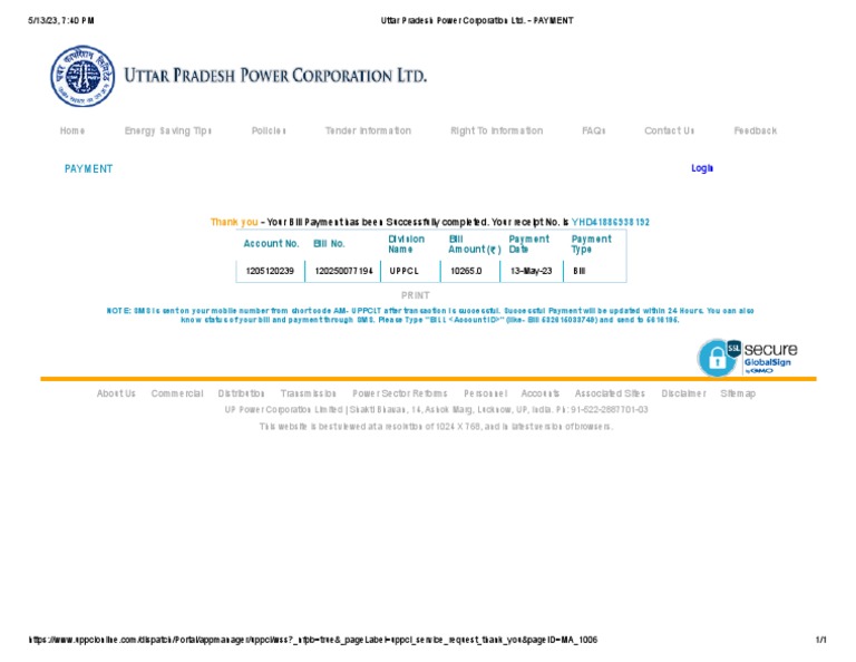 Uttar Pradesh Power Corporation Ltd PAYMENT Download Free PDF