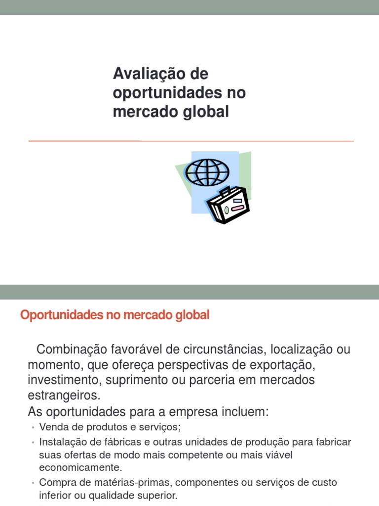Oportunidades no Mercado Global | PDF | Internacionalização | Mercado ...