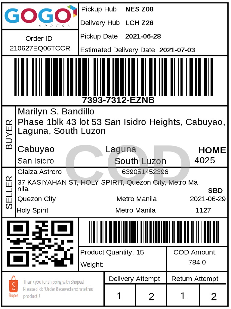 Air Waybill - Gogo Xpress 1 | PDF | Metro Manila