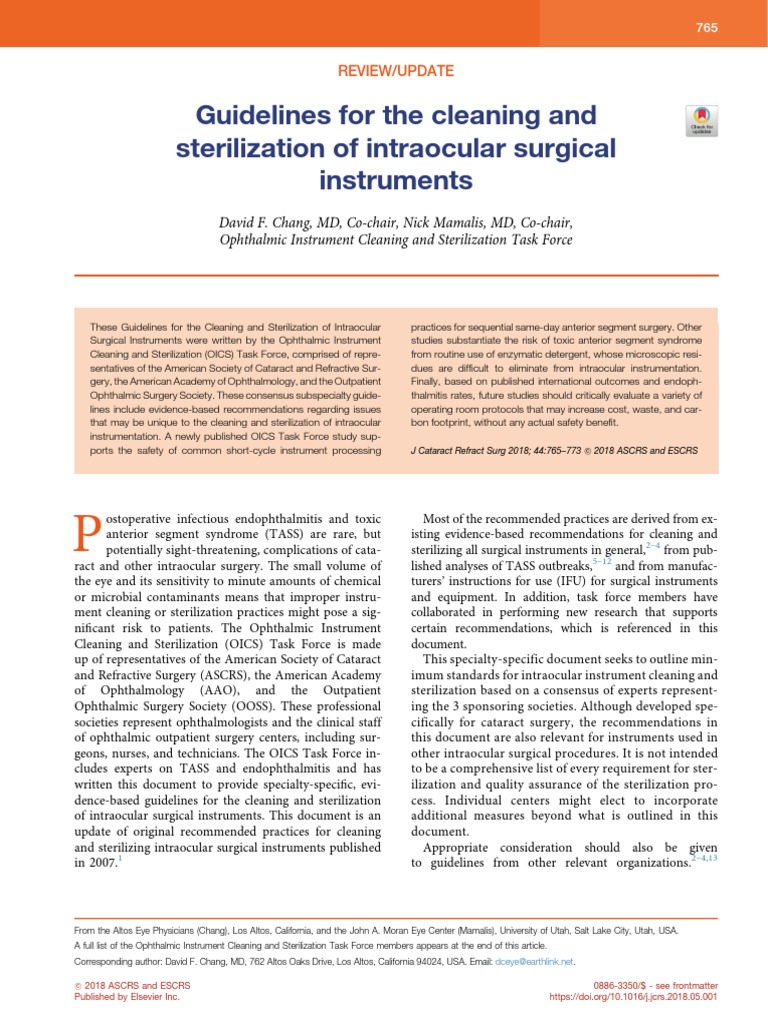 Guidelines For The Cleaning and Sterilization Of.14 PDF Surgery