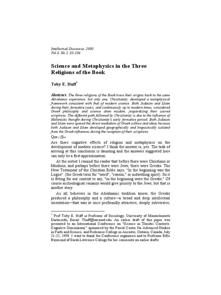 Sci and Metaphysics in Three Books | PDF | Torah | Greeks