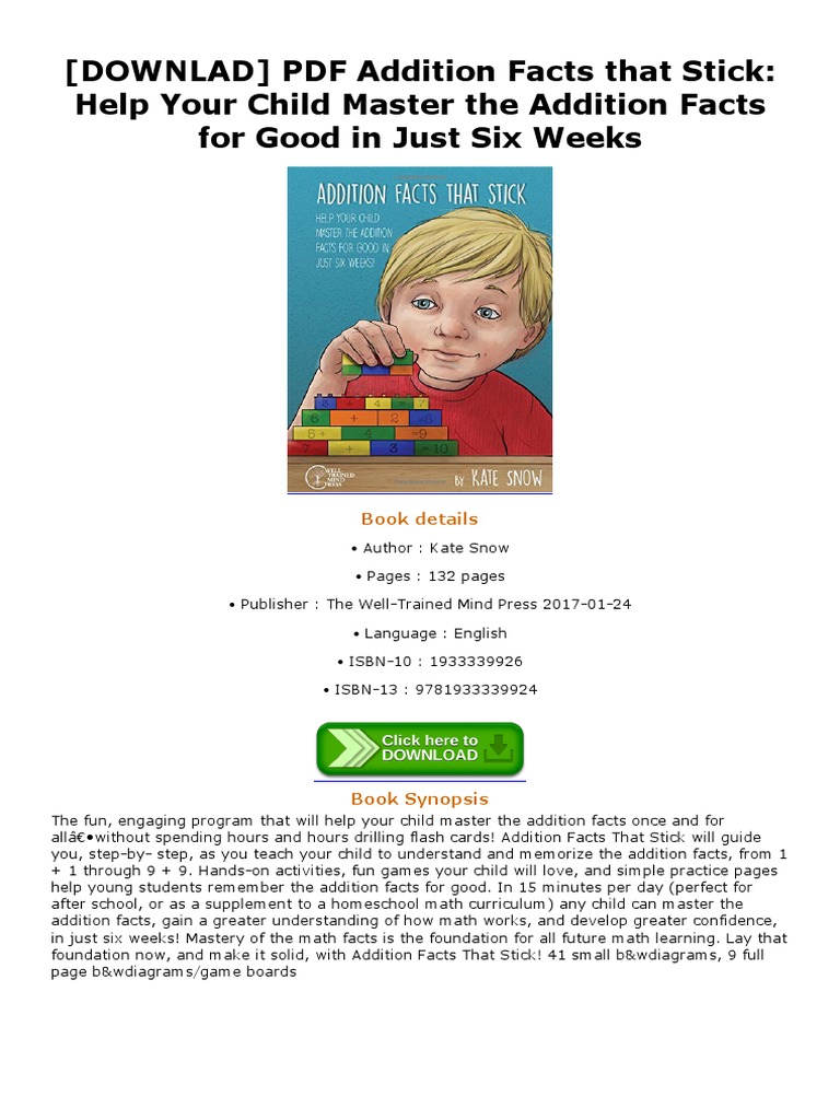 Caleb downlad pdf addition facts that stick help your child master