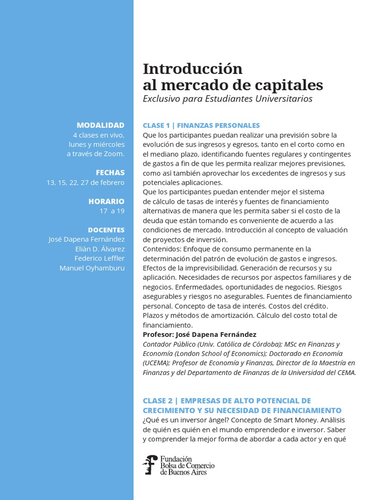 Introduccion Al Mercado de Capitales | PDF | Economias | Dinero