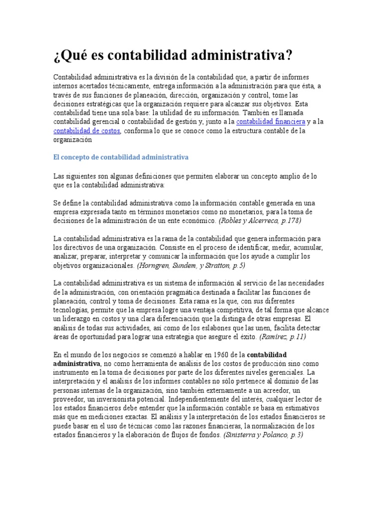 Contabilidad Administrativa Pdf Contabilidad Planificación