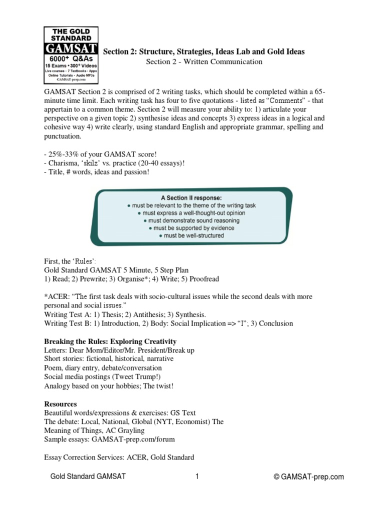 GAMSAT Section 2 Notes PDF Leadership