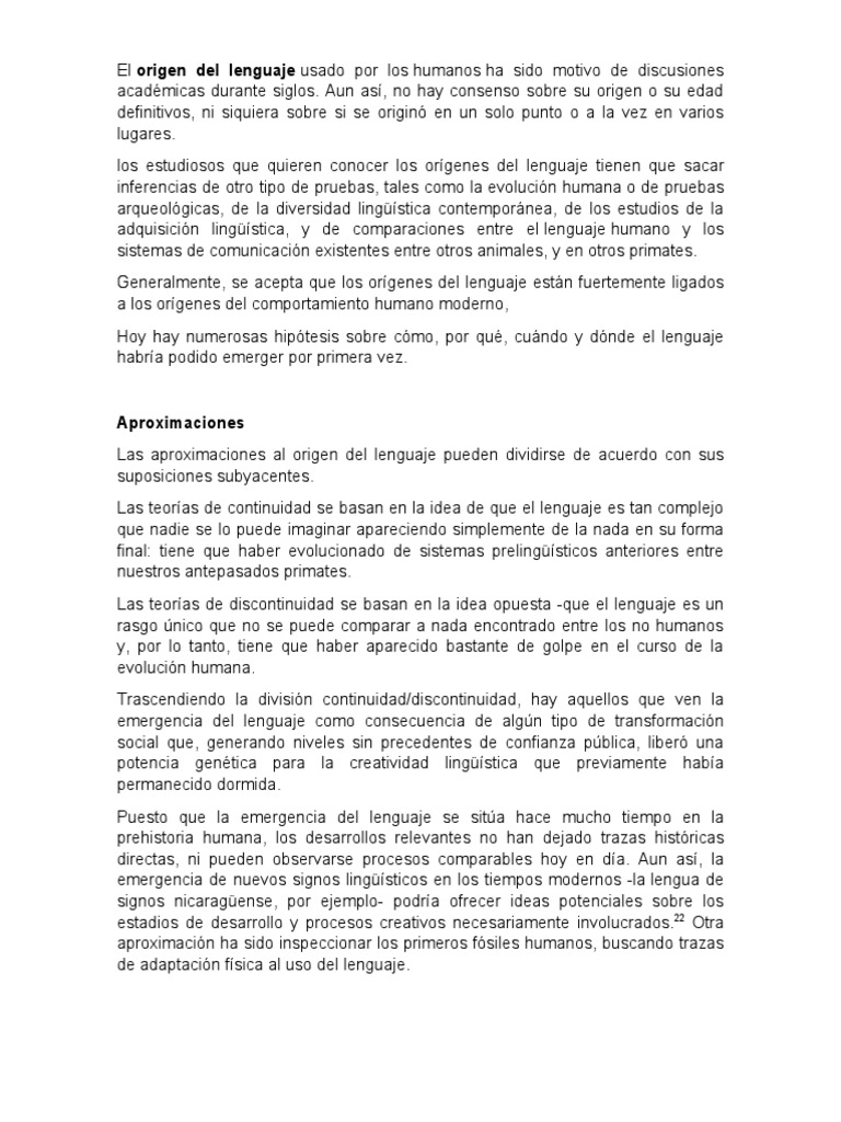 Historia Del Lenguaje Pdf Comunicación No Verbal Origen Del Lenguaje