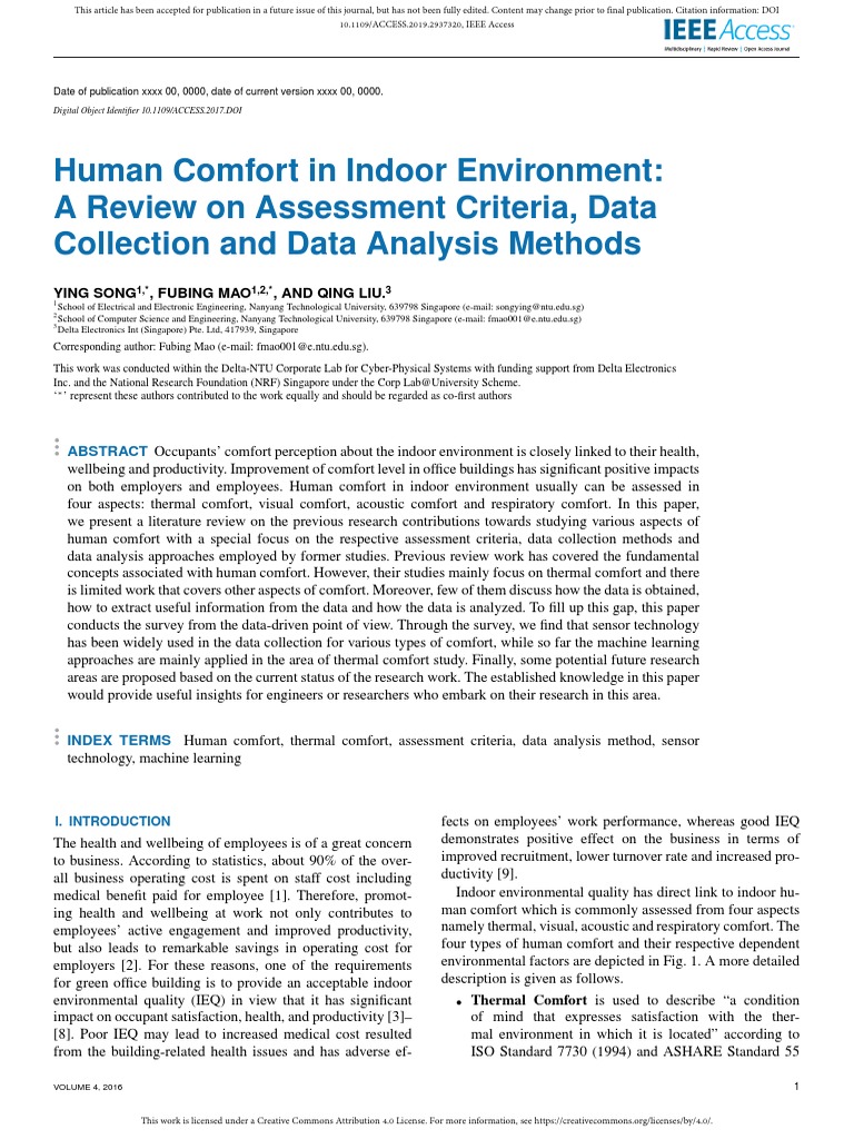 Human Comfort in Indoor Environment A Review On As | PDF
