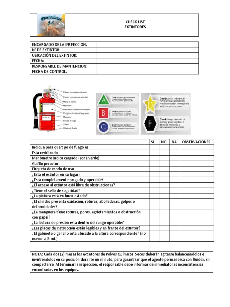 Checklist de Inspección de Extintores | PDF
