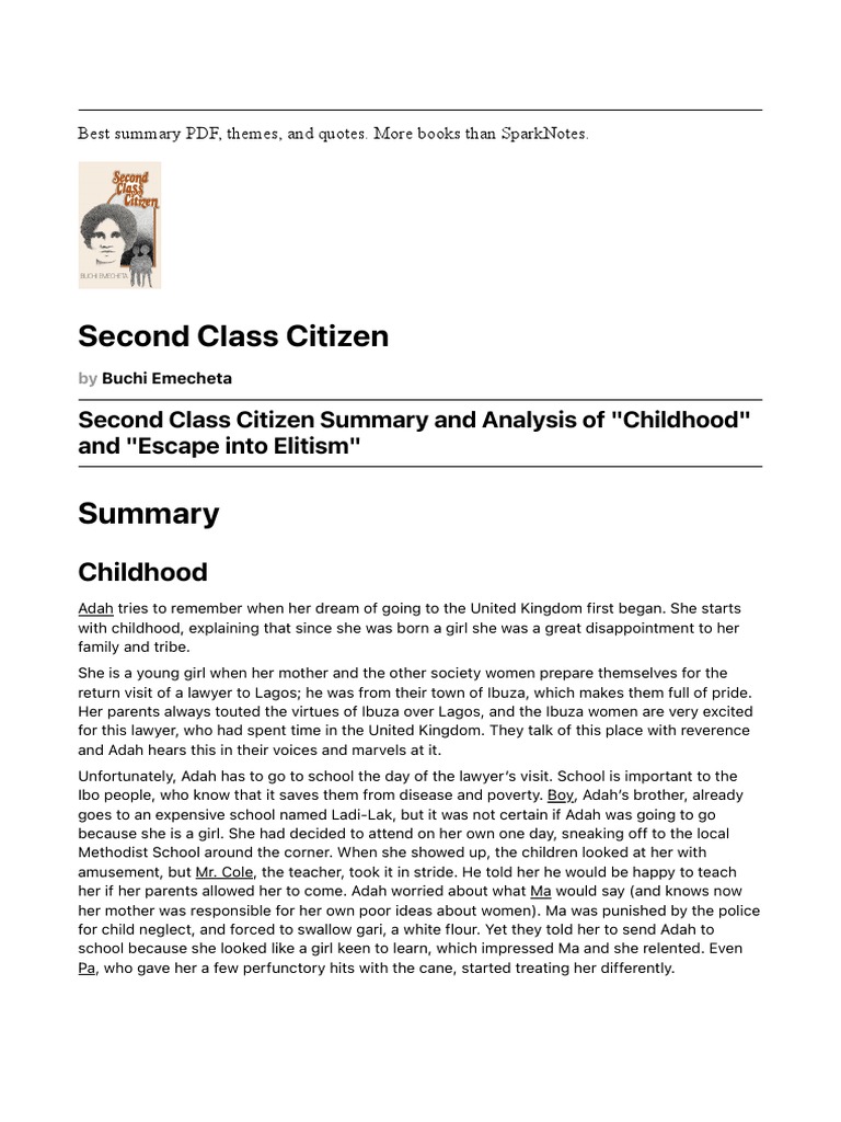Second Class Citizen Full Summary