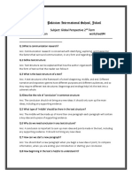 Pakistan International School, Jubail: Grade: 7 Subject: Global Perspective 2 Term Unit#6 Communication Worksheet#4