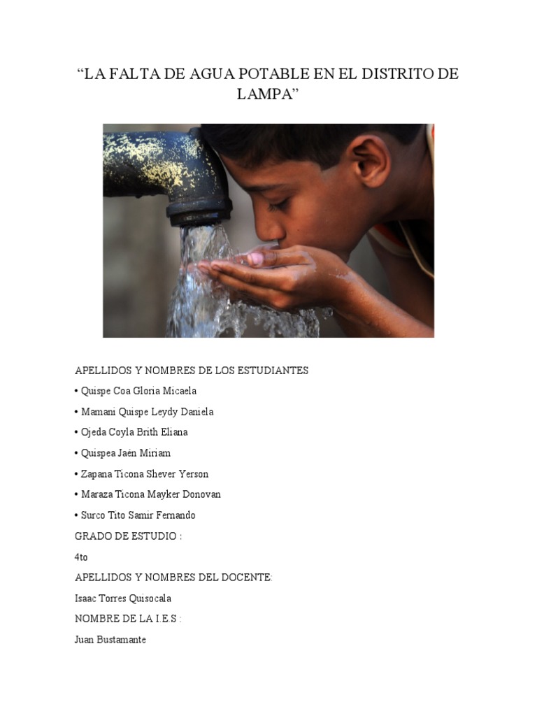 LA FALTA DE AGUA POTABLE EN EL DISTRITO DE LAMPA-1dd | PDF | Agua ...