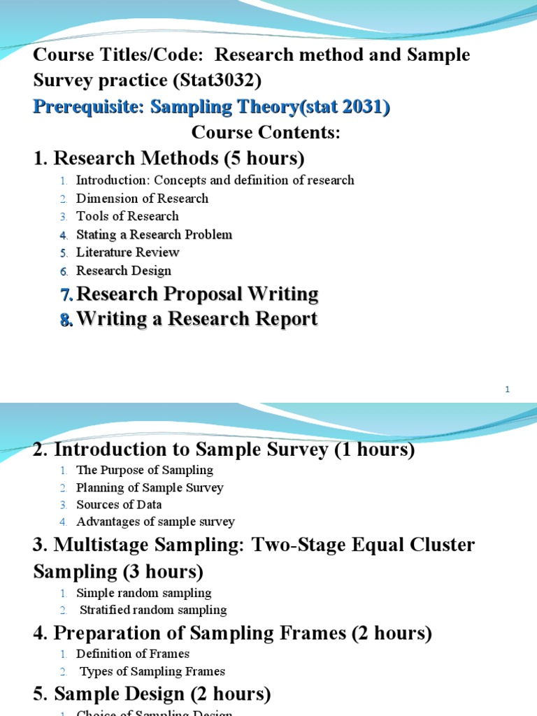 Research Methods and Survey Practices | PDF | Sampling (Statistics ...